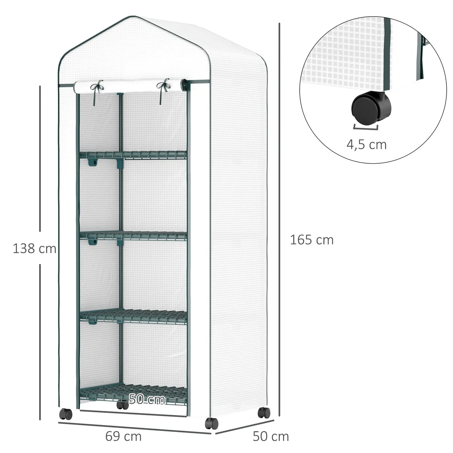 Nancy's Alfarelos Kweekkas - Plantenkas - Tuinkas - Minikas - Plantenhuis - Wit - ± 70 x 50 x 165 cm