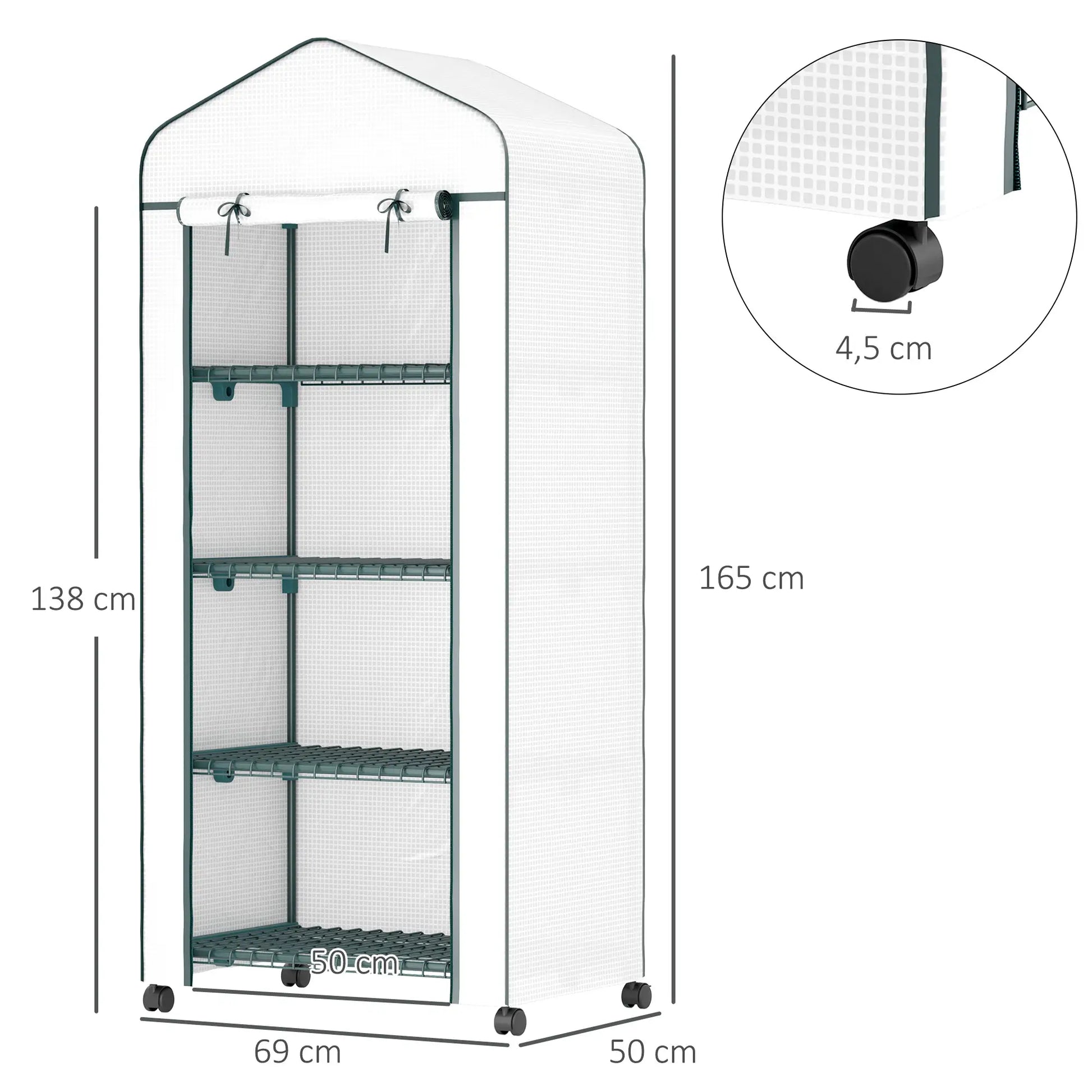 Nancy's Alfarelos Kweekkas - Plantenkas - Tuinkas - Minikas - Plantenhuis - Wit - ± 70 x 50 x 165 cm