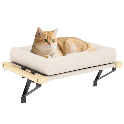 Nancy's Nocera Kattenbed - Kattenplank - Verstelbaar - Crèmewit / Naturel - ± 50 x 35 x 25 cm