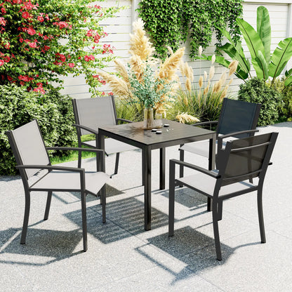 Nancy's Corleone Tuintafel - Terrastafel - Eettafel voor Buiten - Zwart - ± 75 x 75 x 70 cm