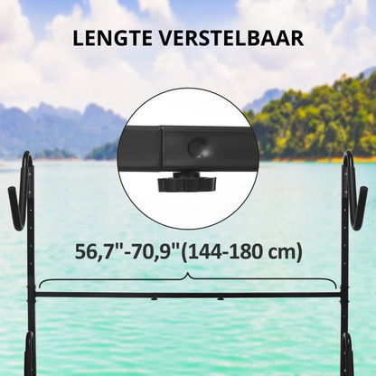 Nancy's Querceta Houder voor 2 Kajaks, Surfplanken & Paddles - Zwart - Staal - ± 240 x 70 x 155 cm