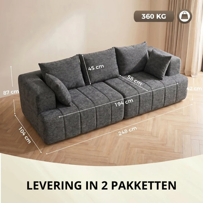 Nancy's Terlago 3-Zitsbank - Sofa - 3 Persoons Bank - Grijs - Chenille - ± 250 x 105 x 85 cm