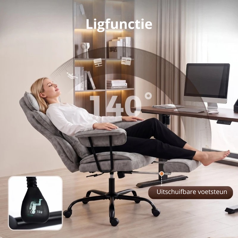 Nancy's Tellaro Massage Bureaustoel - Massagestoel - Massage Kantoorstoel - Verstelbaar - Trilmassage en Warmte - Grijs