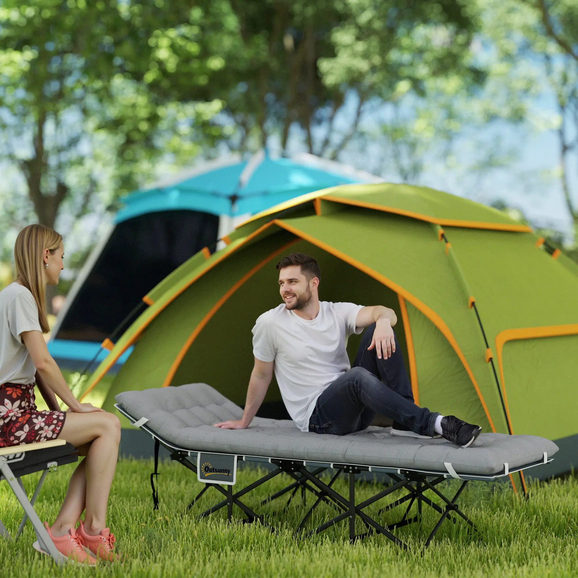 Nancy's Gattinara Stretcher - Campingbed - Veldbed - Grijs - ± 190 x 65 x 35 cm