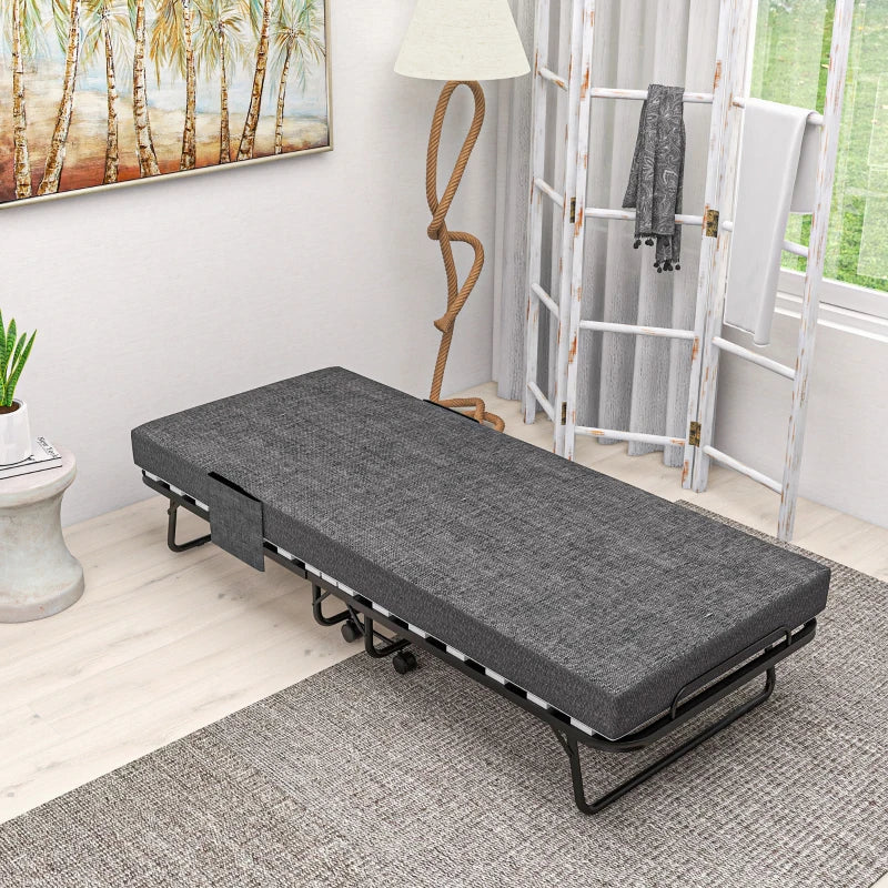 Nancy's Mafamude Logeerbed - Vouwbed - Opvouwbaar Campingbed - Grijs / Zwart - Staal - ± 190 x 80 x 40 cm