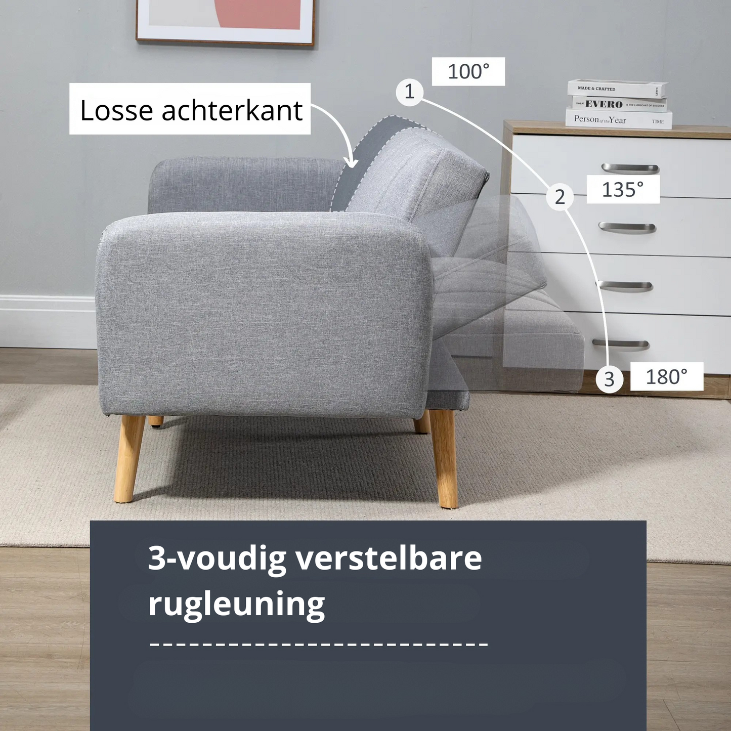 Nancy's Livramento Slaapbank - Logeerbank - Logeerbed - Grijs - Linnen