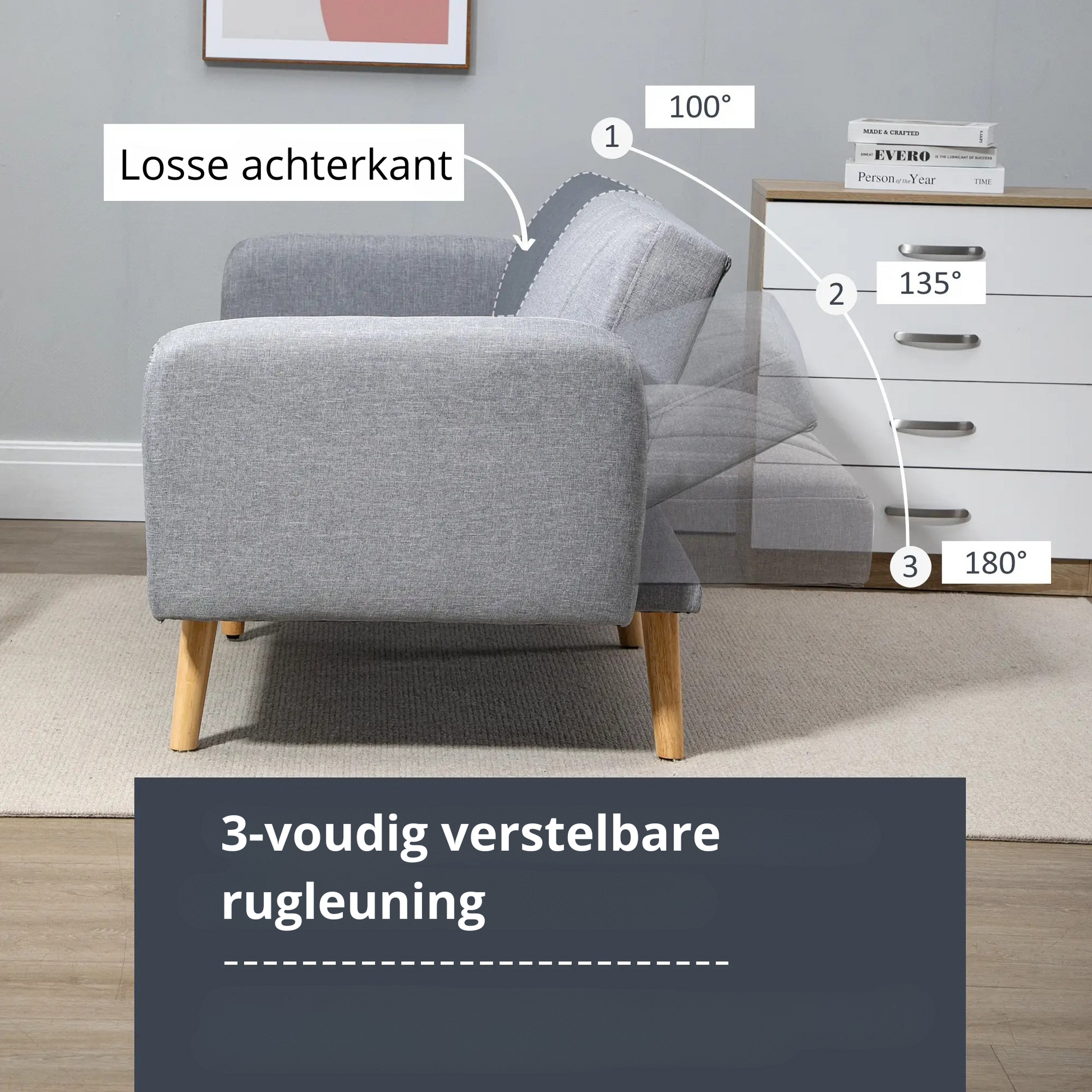 Nancy's Livramento Slaapbank - Logeerbank - Logeerbed - Grijs - Linnen