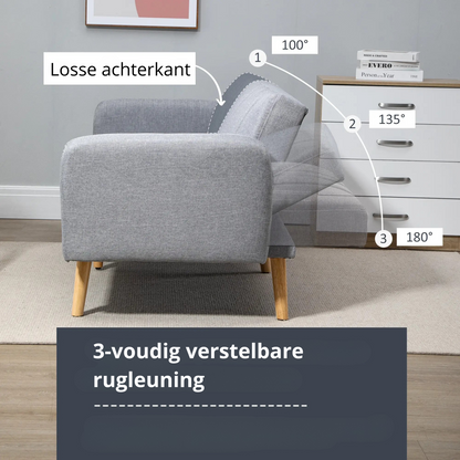 Nancy's Livramento Slaapbank - Logeerbank - Logeerbed - Grijs - Linnen