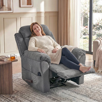Nancy's Taviano Massagestoel - Massagefauteuil - Relaxfauteuil - Trilmassage en warmte - Grijs - Chenille look