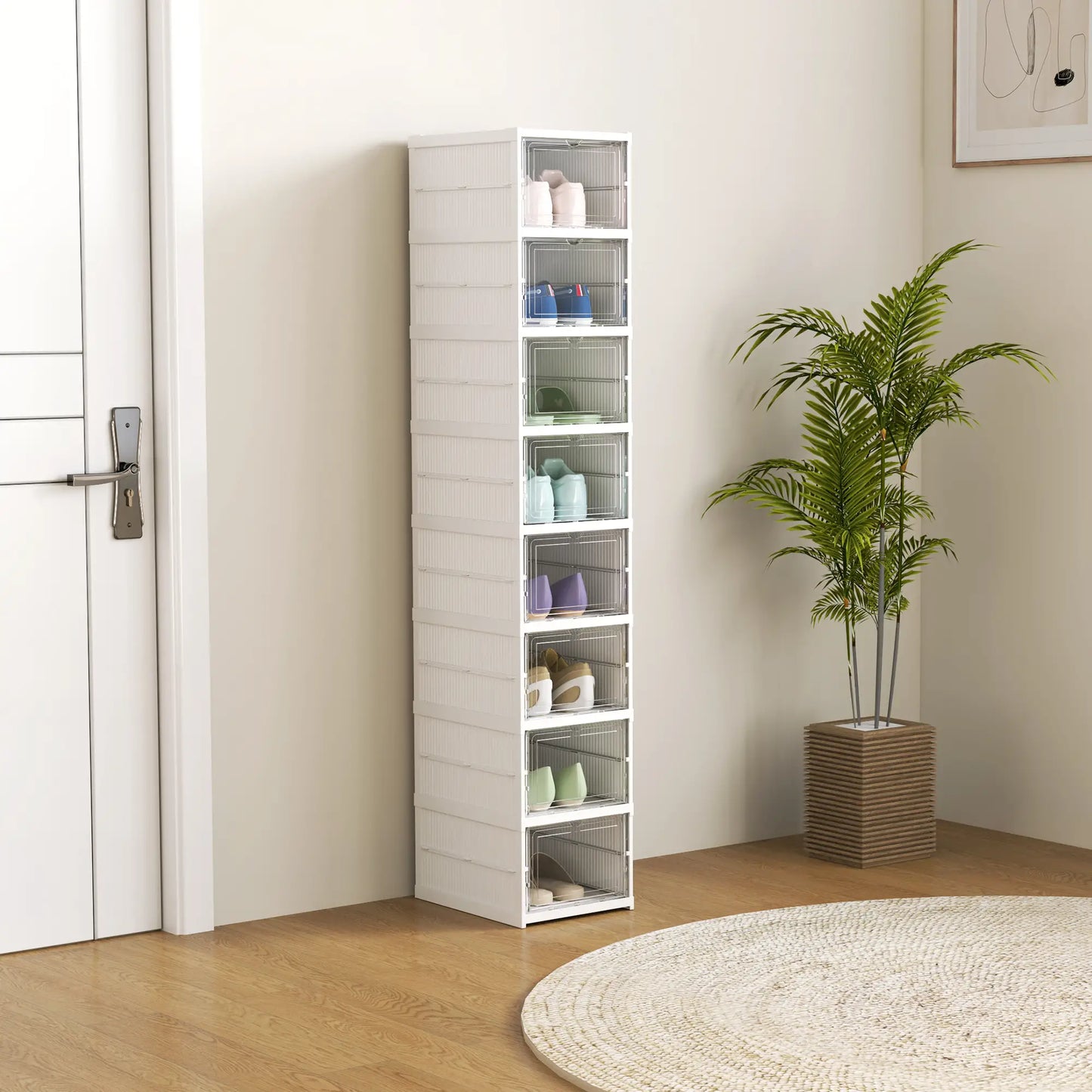Nancy's Fiumicello Schoenenkast - Opbergkast voor Schoenen - Wit - ± 25 x 35 x 140 cm
