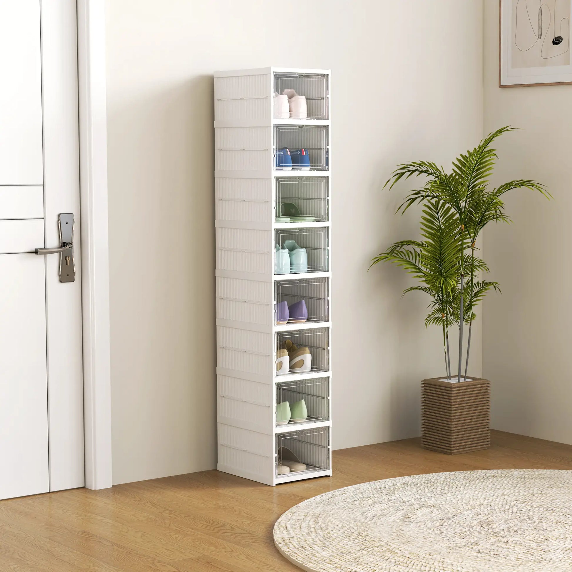 Nancy's Fiumicello Schoenenkast - Opbergkast voor Schoenen - Wit - ± 25 x 35 x 140 cm