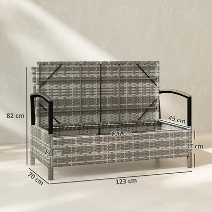 Nancy's Saludecio Tuinbank - Bank voor buiten - Opbergbank - Grijs - Rotan - ± 125 x 70 x 80 cm