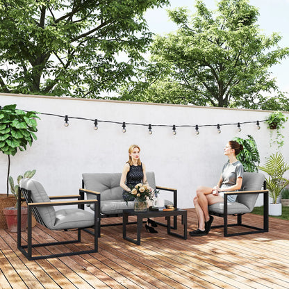 Nancy's Grugliasco Loungeset - Tuinset - 4 Personen - Grijs / Zwart