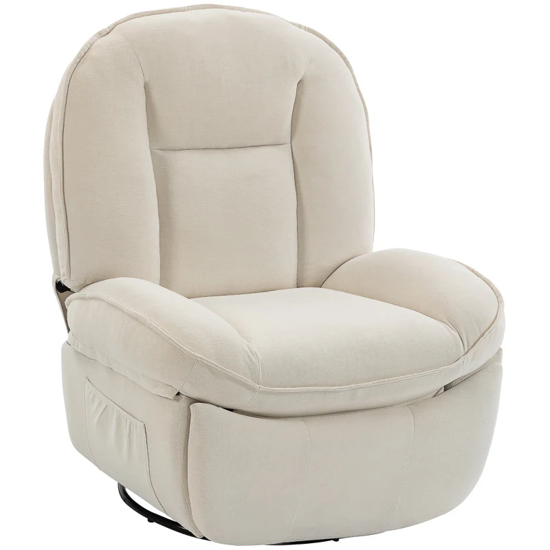Nancy's Sermide Relaxfauteuil - Loungestoel - Relaxstoel - Fauteuil - Draaibaar - Verstelbaar - Crèmewit - Chenille