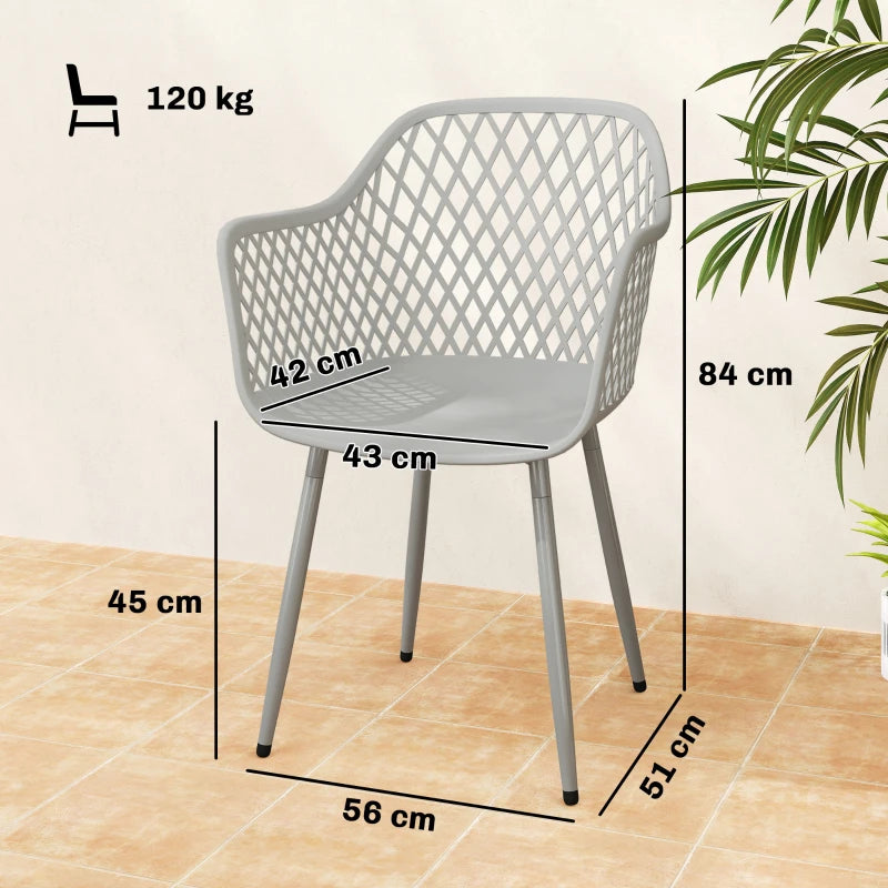 Nancy's Selargius Tuinstoelen - Terrasstoelen - Set van 4 - UV-Bestendig - Grijs - Kunststof