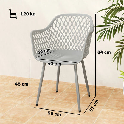 Nancy's Selargius Tuinstoelen - Terrasstoelen - Set van 4 - UV-Bestendig - Grijs - Kunststof