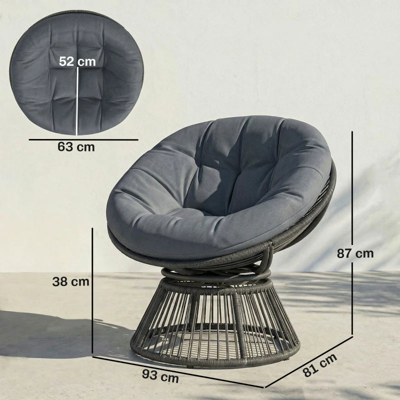 Nancy's Sampeyre Loungestoel - Draaistoel - Buitenstoel - Tuinstoel - Grijs - Rotan - ± 95 x 80 x 85 cm