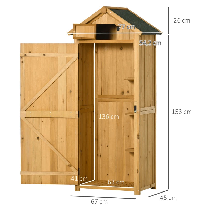 Nancy's Taipana Tuinkast - Buitenkast - Opbergschuur - Gereedschapsschuurtje - Tuinschuurtje - Dennenhout - ± 75 x 55 x 180 cm