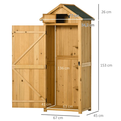 Nancy's Taipana Tuinkast - Buitenkast - Opbergschuur - Gereedschapsschuurtje - Tuinschuurtje - Dennenhout - ± 75 x 55 x 180 cm