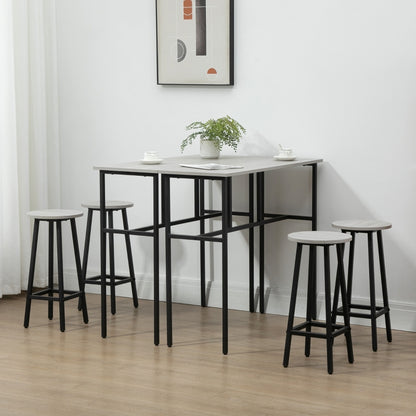 Nancy's Leeds Bar table set in industrial design, 6 pieces, 2 tables and 4 bar stools
