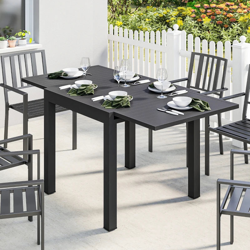 Nancy's Roccaraso Tuintafel - Buitentafel - Eettafel voor buiten - Uitschuifbaar - Zwart - Aluminium - 160/80 x 80 x 75 cm