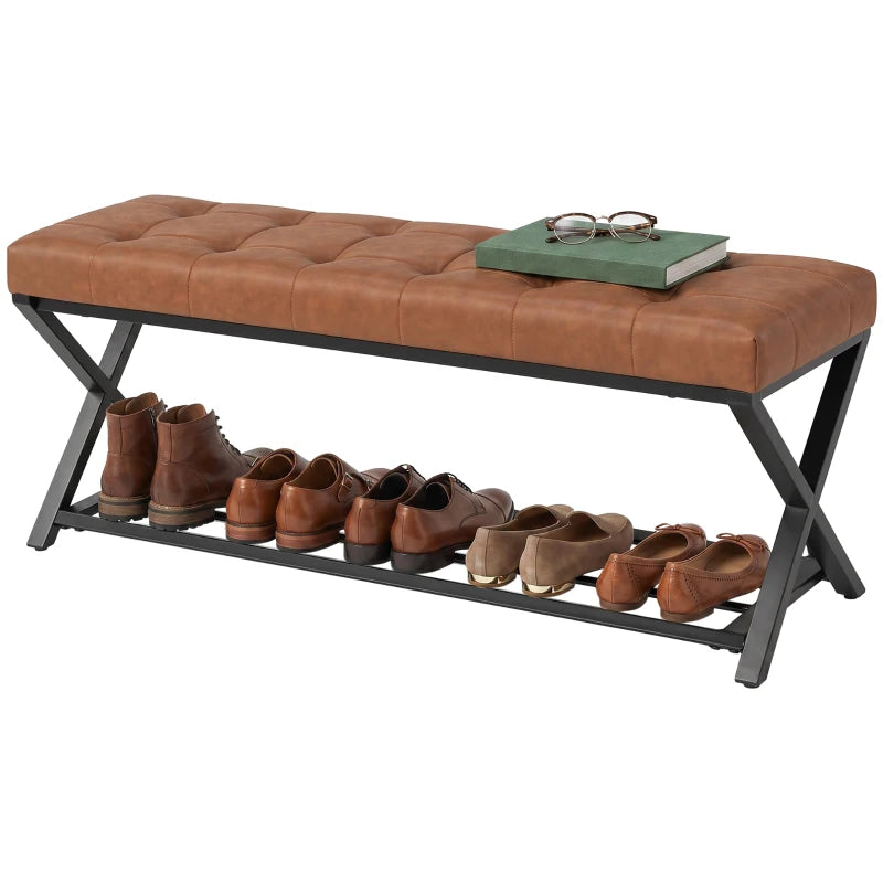 Nancy's Sperlonga Schoenenbank - Schoenenrek - Open opbergruimte - Bruin / Zwart - ± 110 x 35 x 45 cm