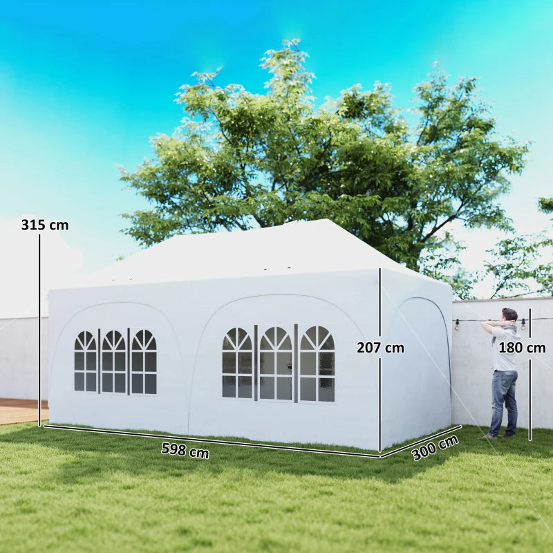 Nancy's Polinago Party tent - Paviljoen - Opvouwbaar - Lichtgrijs / Wit - ± 600 x 30B x 315 cm