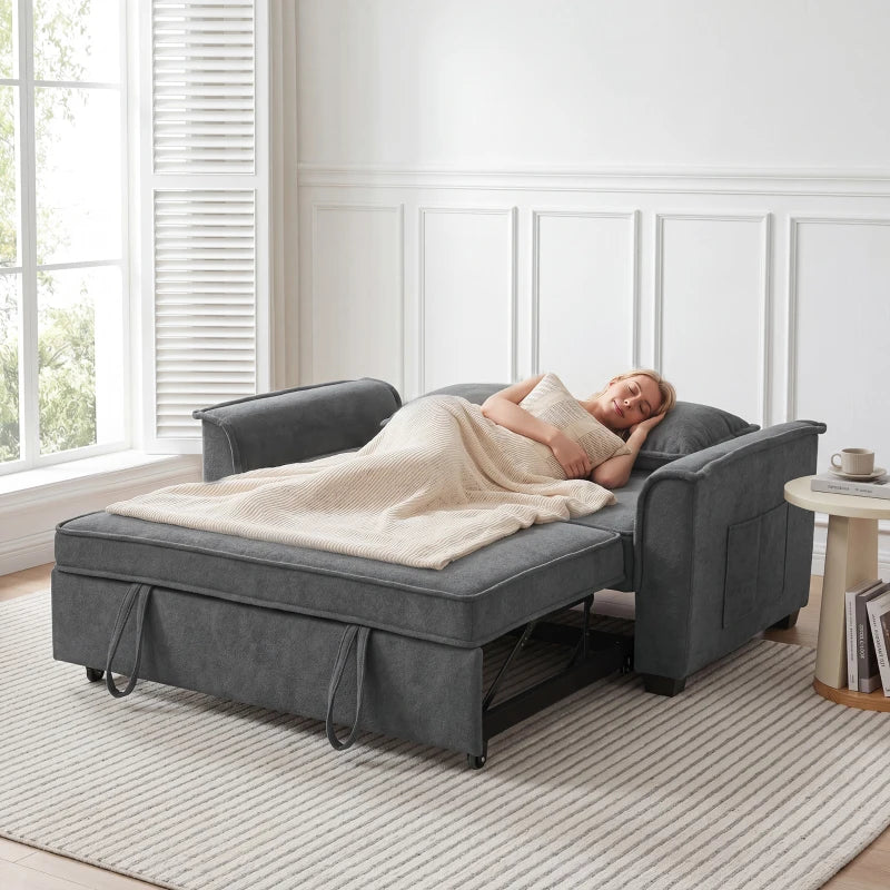 Nancy's Spresiano Slaapbank - Ligbank - Logeerbed - Grijs / Zwart - Chenille Look