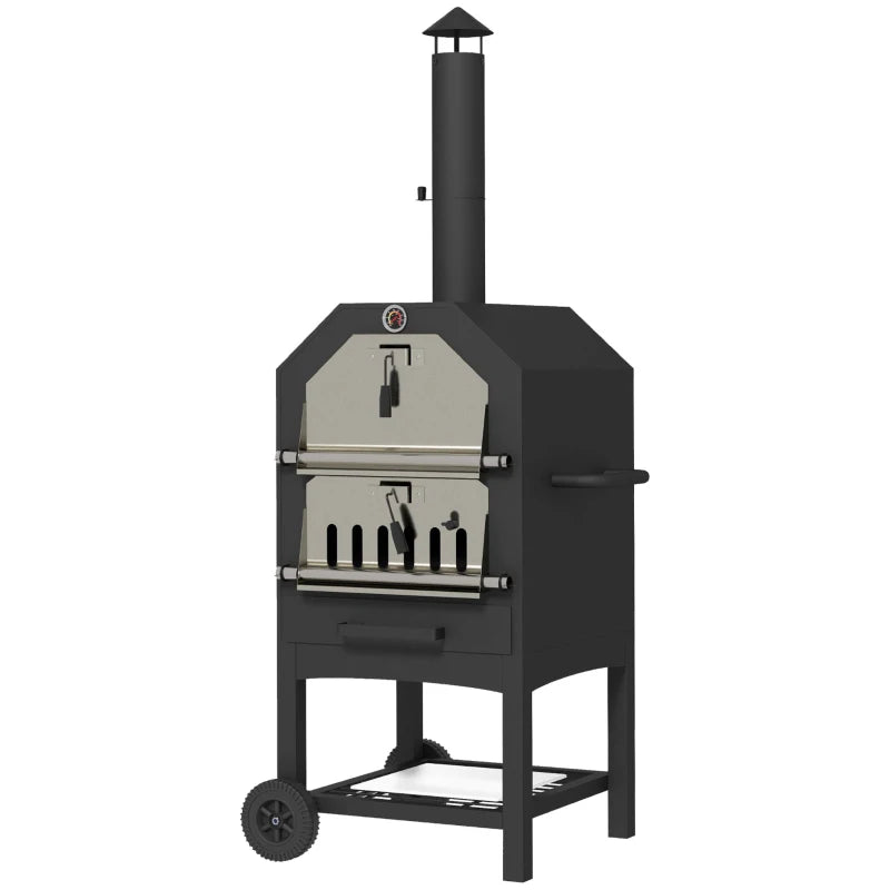 Nancy's Couto Barbecue - BBQ - Grill - Pizzaoven - Multifunctioneel - Houtskool - Zwart - Staal