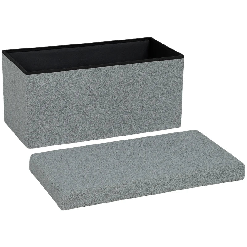 Nancy's Montescudo Opbergbank - Bankje met opbergruimte - Donkergrijs - Fluweel - ± 75 x 40 x 40 cm