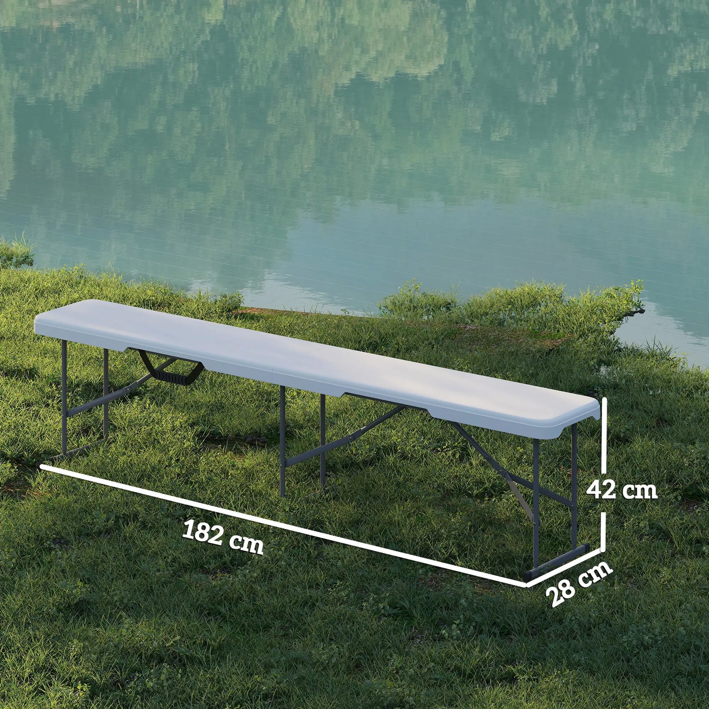 Nancy's Corsanico Campingbanken - Picknickbanken - Set van 2 - Opvouwbaar - Wit - ± 180 x 30 x 40 cm