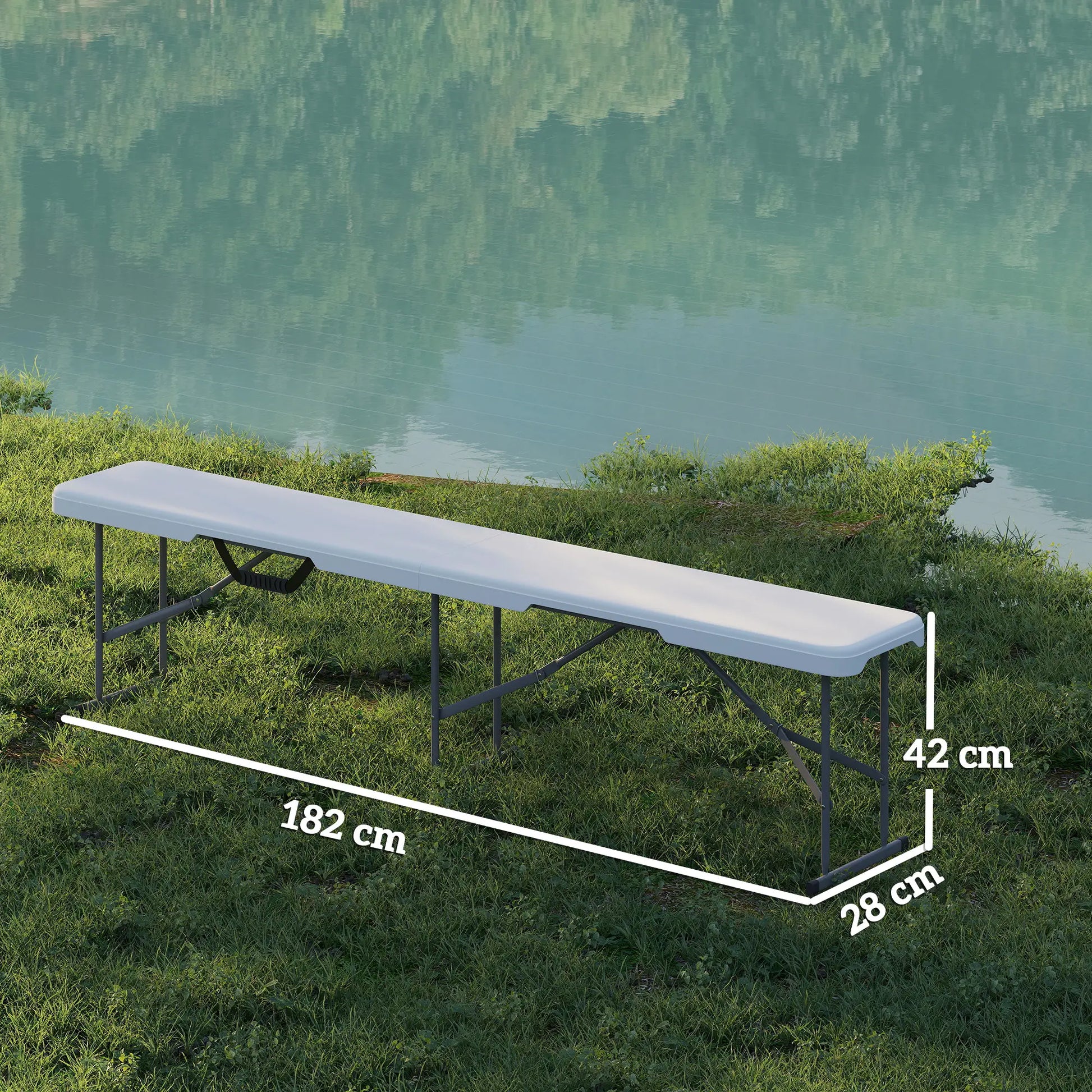 Nancy's Corsanico Campingbanken - Picknickbanken - Set van 2 - Opvouwbaar - Wit - ± 180 x 30 x 40 cm
