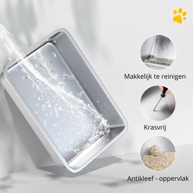 Nancy's Talla Kattenbak - Katten toilet - Katten WC met Deksel - RVS / Kunststof - ± 60 x 40 x 45 cm