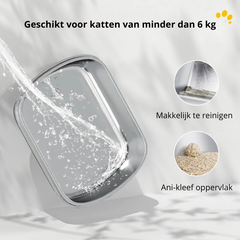 Nancy's Tambre Kattenbak - Katten WC - Katten Toilet - Aanpasbare opstelling - Grijs - RVS / Kunststof - ± 50 x 40 x 40 cm
