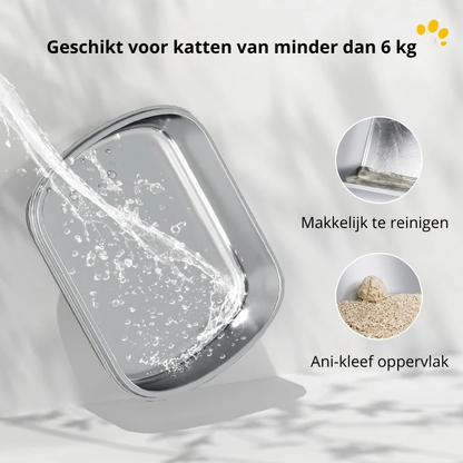 Nancy's Tambre Kattenbak - Katten WC - Katten Toilet - Aanpasbare opstelling - Grijs - RVS / Kunststof - ± 50 x 40 x 40 cm