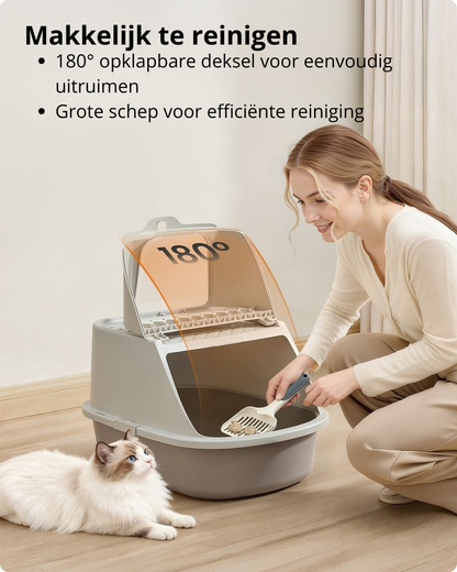 Nancy's Piancogno Kattenbak - Katten WC - Katten Toilet - Havermoutkleurig / Warmgrijs - ± 55 x 45 x 40 cm
