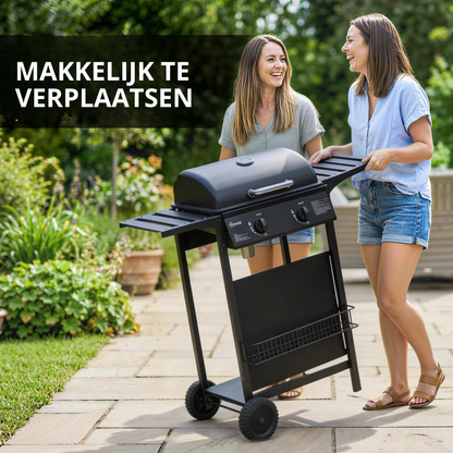 Nancy's Sedrina Gasbarbecue - BBQ - Barbecue op wielen - Thermometer - Tweezone-temperatuurregeling - Zwart