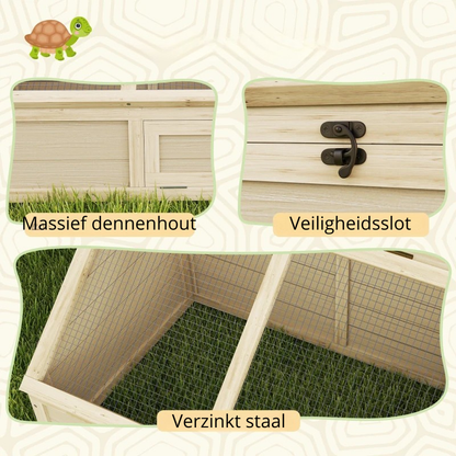 Nancy's Nibbiano Schilpaddenhuis - Schilpaddenverblijf - Schildpadhuis - Dennenhout - 120L x 55B x 20/50H cm