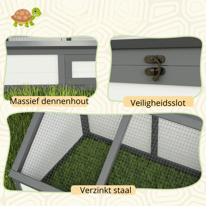 Nancy's Nuoro Schildpaddenverblijf - Schildpaddenhuis - Schildpadhuis - Wit - Dennenhout - 120L x 55B x 20/50H cm