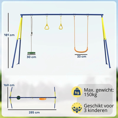 Nancy's Pontinvrea Speeltoestel - Kinderschommel - Schommelset - Multifunctioneel - ± 285 x 160 x 180 cm
