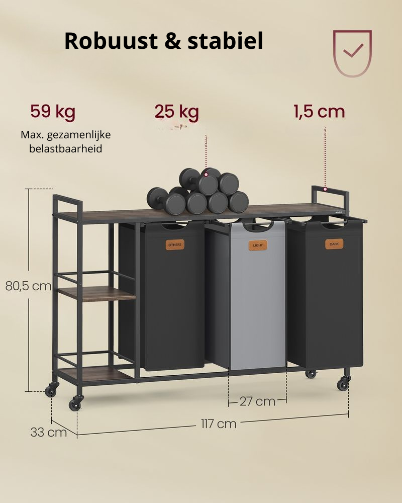 Nancy's Quadrazais Wasmand - Wassorteerder - Wasbox - Meerkleurig - 150 Liter
