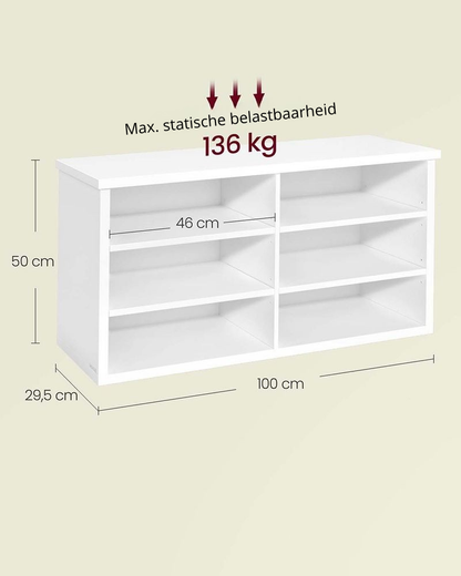 Nancy's Offagna Schoenenkast - Schoenenrek - Opbergkast voor schoenen - Wit - ± 100 x 30 x 50 cm