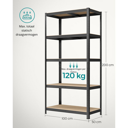 Nancy's Buckland Stellingkast - Opbergkast - Stellingrek - Set van 2 - 100 x 50 x 200 cm