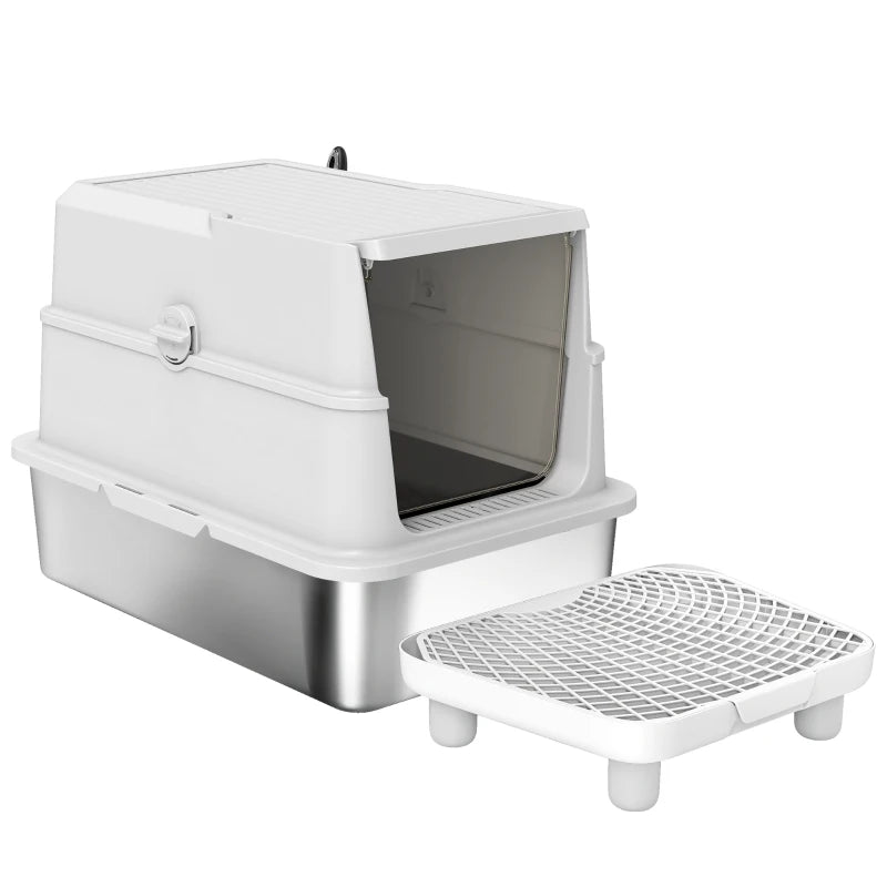 Nancy's Talla Kattenbak - Katten toilet - Katten WC met Deksel - RVS / Kunststof - ± 60 x 40 x 45 cm