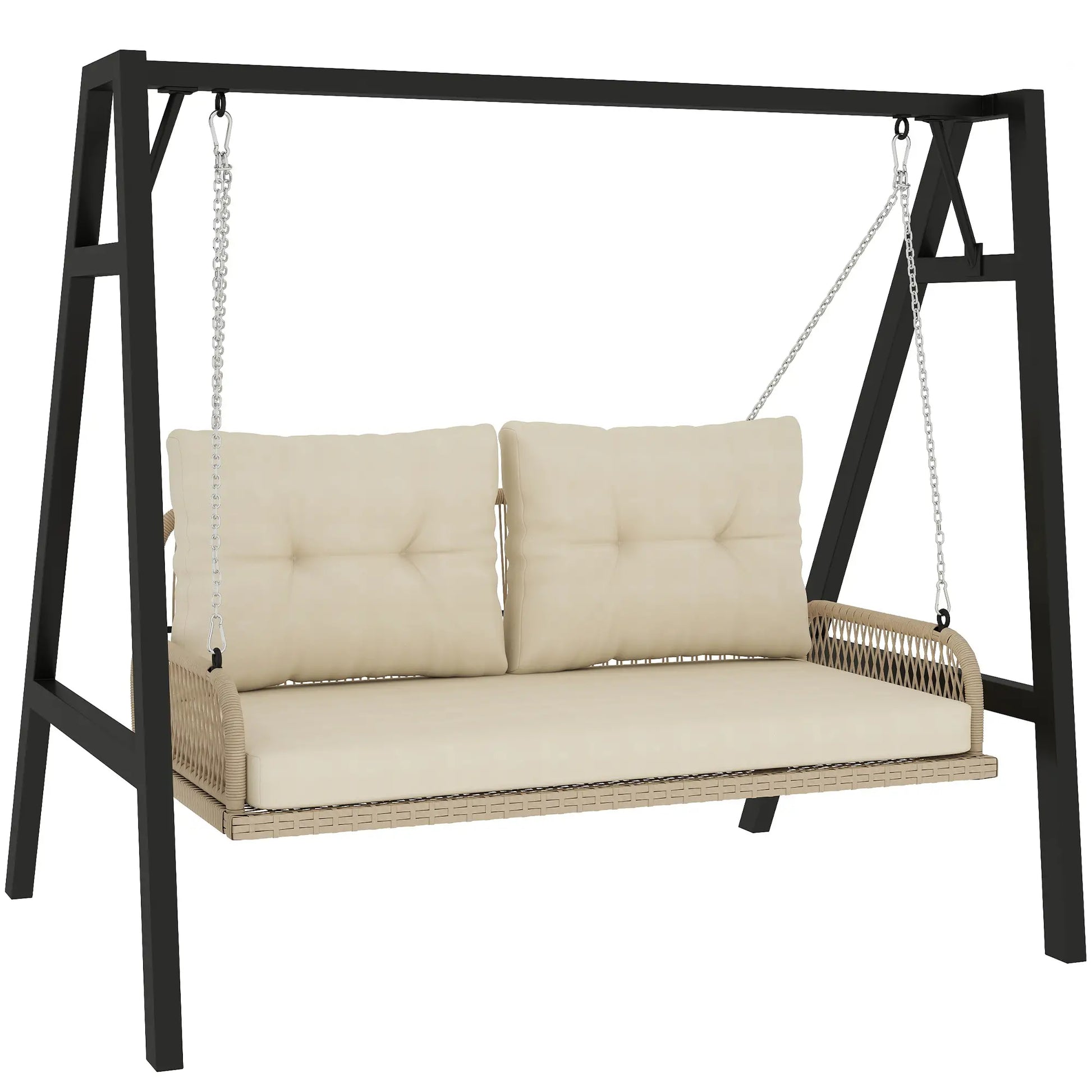 Nancy's Corciano Schommelbank - Tuinschommel - Hollywood schommel - Hout / Beige - ± 1150 x 65 x 45 cm