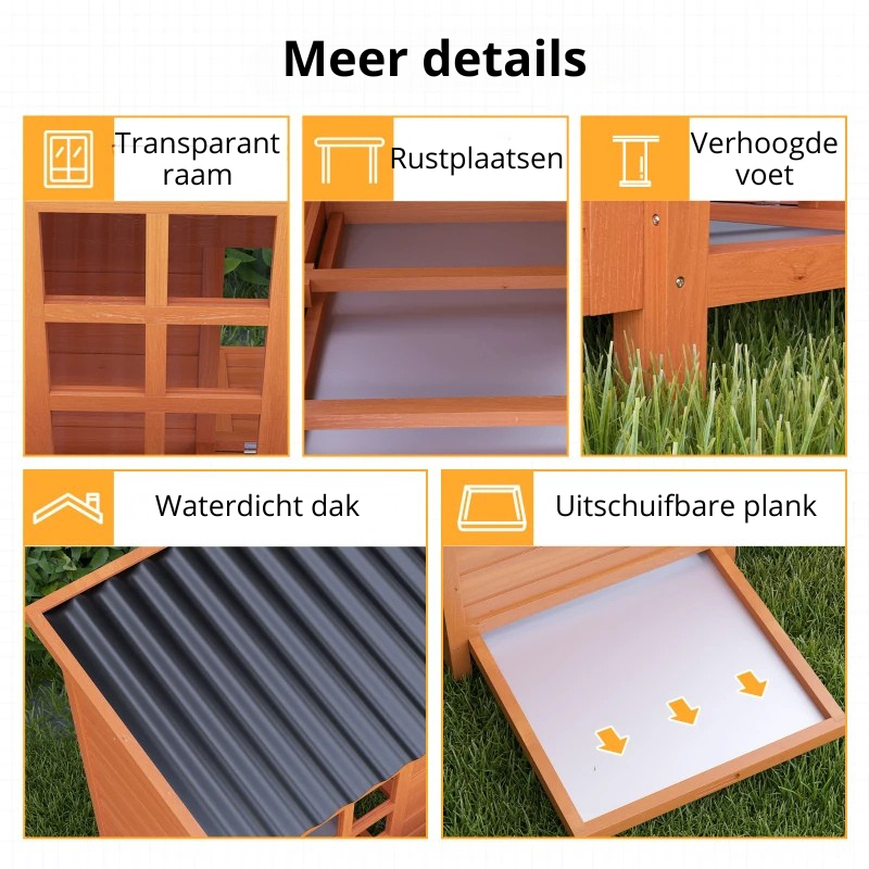 Nancy's Pontenure Kippenhok - Kippenren - Weerbestendig en Stabiel - 4-6 Kippen - Dennenhout - ± 100 x 85 x 100 cm