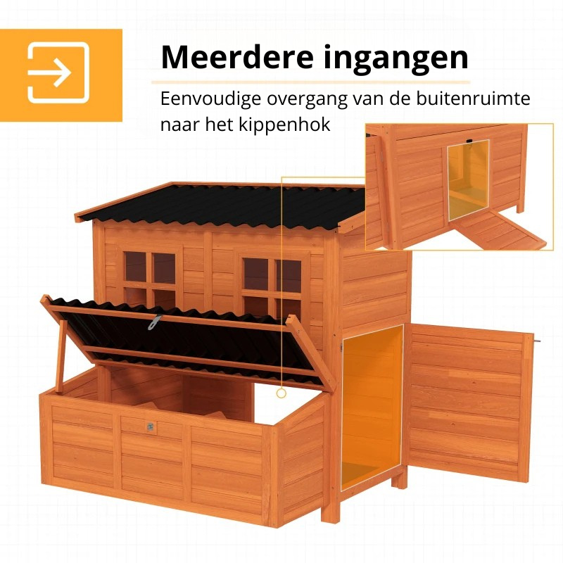Nancy's Pontenure Kippenhok - Kippenren - Weerbestendig en Stabiel - 4-6 Kippen - Dennenhout - ± 100 x 85 x 100 cm