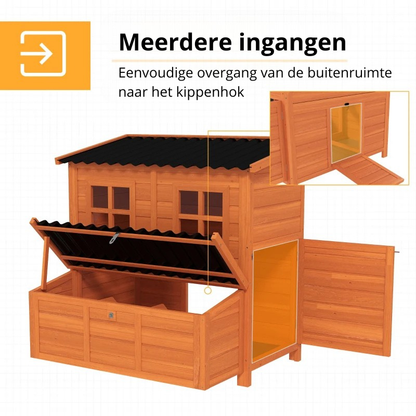 Nancy's Pontenure Kippenhok - Kippenren - Weerbestendig en Stabiel - 4-6 Kippen - Dennenhout - ± 100 x 85 x 100 cm