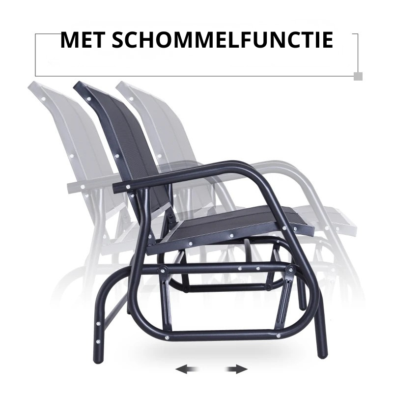 Nancy's Reschen Tuinbank - Balkonbank - Ligstoel - Balkonligstoel - Zwart - 120 x 70 x 85 cm