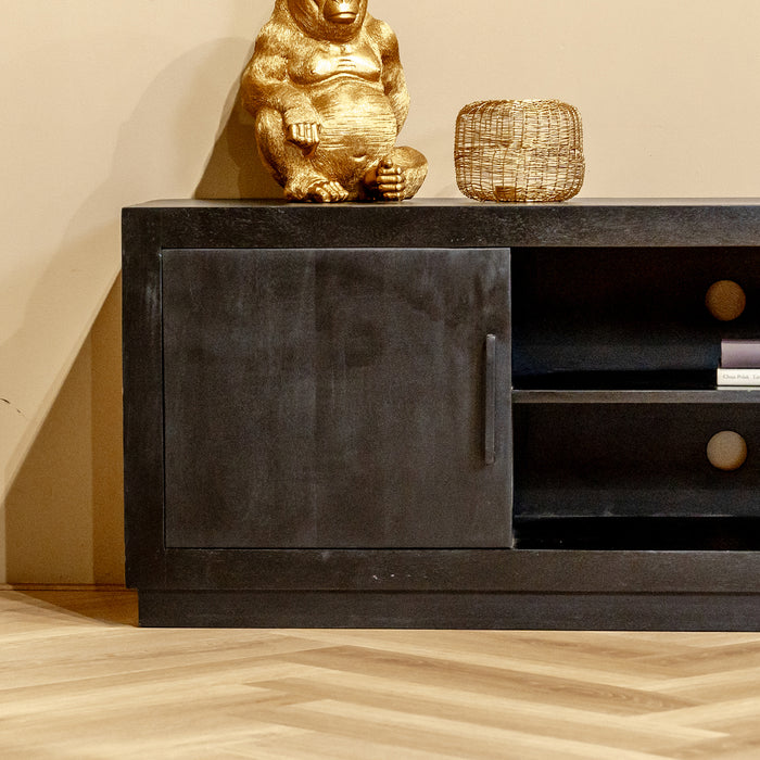 Nancy's Alcafache TV Meubel - TV Kast - Mangohout - Zwart - ± 40 x 150 x 50 cm